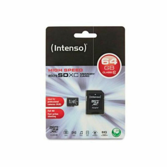 Carte Mémoire Micro SD avec Adaptateur INTENSO 64GB MicroSDHC 64 GB 64 GB